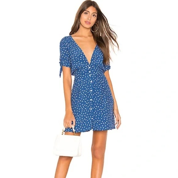 Faithfull The Brand Marianne blue mini dress (D10) - Picture 1 of 6
